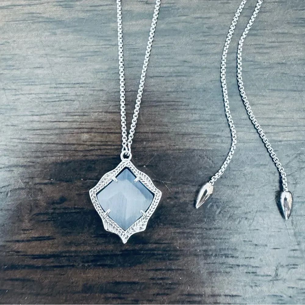 Kendra Scott Gray Diamond Silver Pendant Chain Necklace